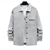 abordables Manteaux &amp; vestes-Homme Chemise Veste Veste de transition Quotidien Résistant à l'usure Avec Poches Jacquard Toutes saisons Uni Occasionnel Revers Régulier Noir Blanche Kaki Gris Claire Gris foncé Veste