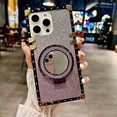お買い得  iPhone用ケース-電話 ケース 用途 iPhone 16 Pro Max プラス iPhone 15 プロマックスプラス iPhone 14 13 12 11 Pro Max Plus Mini バックカバー スタンド付き ミラー ワイヤレス充電をサポート レトロ風 PC