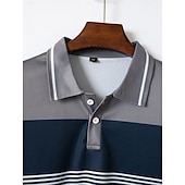 billige Klassisk poloskjorte for menn-Herre Business Polo Golf skjorte Virksomhet Avslappet Knaphul Klassisk Kortermet Fargeblokk Stribe Lapper Knapper Sommer Vår &amp; Vinter Hvit Rød Oransje Grønn Kakifarget Grå Business Polo