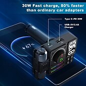abordables Kits Bluetooth/mains libres pour voiture-Lecteur de musique HiFi réglable avec barre lumineuse de musique en couleur Bluetooth V5.3 Transmetteur FM de voiture PD 30 W Type C Charge rapide Aigus Basses