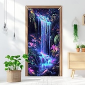 olcso Garázs- és ajtózászlók-ajtódíszek ajtóhuzatok trópusi vízesés ajtó kárpit ajtófüggöny dekoráció háttér beltéri/kültéri ajtó transzparens bejárati ajtó parasztházhoz