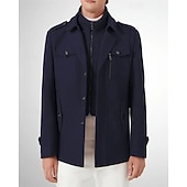 baratos Trench coat masculino-Homens Jaqueta de inverno gótica Peacoat Férias Diário Outono &amp; inverno Poliéster Térmico / Quente Vestível agasalhos Roupa Moda Clássico Tecido Bolsos Lapela Não Trespassado