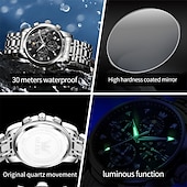 cheap Quartz Watches-New Olevs Brand Stainless Steel Band Men&#039;S Business Watch Calendar Luminous Chronograph Multifunction Simple Leisure Quartz Watch Fashion Waterproof Sports Men&#039;S Wristwatch