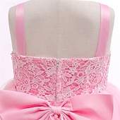 baratos Vestidos floridos-Vestido para Meninas das Flores Crianças Para Meninas Vestido de princesa Espetáculo Casamento Festa Elegante Lindo Com Transparência Côr Sólida Sem Manga Gola Redonda Branco Rosa 4 anos +