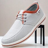 cheap Men&#039;s Sneakers-Men&#039;s Light Gray Canvas Lace-Up Casual Shoes with Contrast Trim – Stylish Lightweight Footwear for Travel, Work, and Daily Wear