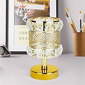 billige Bordlamper-metall krystall skrivebordslampe - usb oppladbar dekorativ lampe med tri-farget dimming for stue, bar, uteservering, fest, festivalatmosfære, nattlys  &amp; leselampe