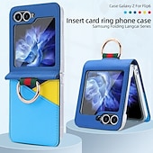 Χαμηλού Κόστους Samsung Θήκη-τηλέφωνο tok Για Samsung Galaxy Z Flip 6 Z Flip 5 Z Flip 4 Z Flip 3 Πίσω Κάλυμμα Υποδοχή κάρτας Δαχτυλίδι πόρπη Ανθεκτική σε πτώσεις Ρετρό TPU PU δέρμα