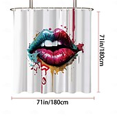 cheap Shower Curtains-Shower Curtain with 12 Hooks 180cm*180cm(70&quot;*70&quot;) Polyester Washable Waterproof Pattern Bathroom Bathtub Decor Sexy Red Lip
