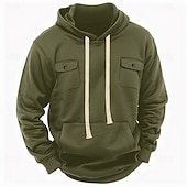 abordables sudaderas basicas hombre-Hombre Sudadera Sudadera con capucha de lana Sudadera táctica con capucha Negro Verde Ejército Caqui Gris Ligero Gris Oscuro Con Capucha Plano Bolsillo Casual Diario Ropa de calle Básico Casual