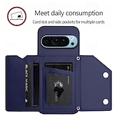 זול תיק טלפון אחר-טלפון מגן עבור Pixel 9 Pro Pixel 9 Pro XL Pixel 8 Pro Pixel 8 פיקסל 9 כיסוי אחורי עם מעמד עם שרוך חריץ לכרטיס רטרו TPU עור PU