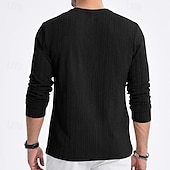 preiswerte Basic-T-Shirts-Herren T Shirt T-Shirt Langarmshirt Langarm Rundhalsausschnitt Frühling &amp; Herbst Einfach Mode Designer Basic Tasche Jacquard Urlaub Straße Ausgehen Dunkel Braun Schwarz Weiß Top T-Shirt für Herren