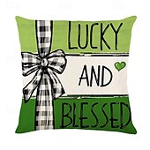 cheap Holiday Cushion Cover-Decorative Toss Pillows Cover Saint Patrick&#039;s Day 1PC Shamrock Soft Square Cushion Case Pillowcase for Bedroom Livingroom Sofa Couch Chair