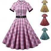 ieftine Rochii-Elegant klasické 1950 Rochii Plisat Linia -A Pentru femei ziua îndragostiților Evenimente / Petrecere Dată Petrecere ceai Adulți Rochie Primavara vara