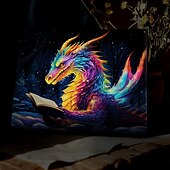 billiga LED Vägg Art-drakeläsning led canvas väggkonst målat glas utskrift led upplyst väggdekor 2aa batteridriven upplyst canvas tryck led ljus kök sovrum eller heminredning