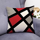 cheap Geometric Style-Argyle Pattern Decorative Toss Pillows Cover 1PC Soft Square Cushion Case Pillowcase for Bedroom Livingroom Sofa Couch Chair Black Grey White Red