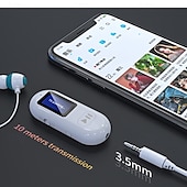 abordables Kit de Bluetooth/manos libres para coche-Receptor Bluetooth 5.0 para automóvil, adaptador auxiliar Bluetooth con cancelación de ruido, receptor de música Bluetooth para estéreo doméstico/auriculares con cable/llamadas manos libres, duración