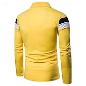 preiswerte Klassisches Poloshirt für Herren-Herren Golfhemd Golf Poloshirts Arbeit Casual Kargen Langarm Basic Modern Farbblock Patchwork Knopf Frühling &amp; Herbst Regular Fit Schwarz Weiß Gelb Golfhemd