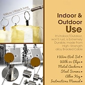 economico Accessori per tende-asta per tenda in filo metallico regolabile per interni ed esterni, divisorio per stanze, sistema di sospensione con 24 clip, sistema di sospensione in filo metallico per arazzo, stendibiancheria,