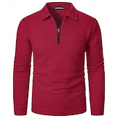 olcso Vakáció-Férfi Gofris pólóingek Quarter Zip Polo Napi Szabadság Negyed irányítószám Hosszú ujj Divat Modern Sima Tavasz Ősz Normál Fekete Fehér Bor Sötétkék Khakizöld Katonai zöld Gofris pólóingek