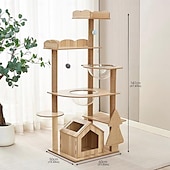 cheap Cat Trees-57.87&quot; Cat Tree/Cat Tree House and Towers for Large Cat/Cat Climbing Tree with Cat Condo/Cat Tree Scratching Post/Multi-Level Large Cat Tree