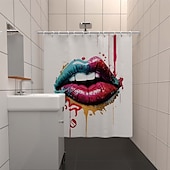 cheap Shower Curtains-Shower Curtain with 12 Hooks 180cm*180cm(70&quot;*70&quot;) Polyester Washable Waterproof Pattern Bathroom Bathtub Decor Sexy Red Lip