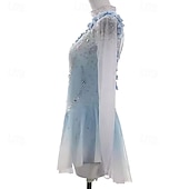 cheap Figure Skating Dresses-Figure Skating Dress Women's Girls' Ice Skating Dress Sky Blue High Elasticity Training Competition Skating Wear Classic Crystal / Rhinestone Long Sleeve Ice Skating Figure Skating
