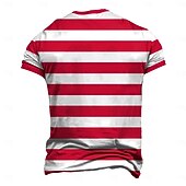 olcso 3D pólók-Férfi zöld fehér csíkos rövid ujjú póló