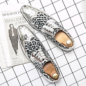 economico Formale-scarpe oxford da uomo con stampa leopardata dorata – design audace in vernice con dettagli brogue per feste e spettacoli teatrali