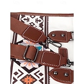 cheap Handbag &amp; Totes-Women&#039;s Canvas and Faux Leather Handbag Set with Ethnic Embroidery, Bohemian Style Tote Bag and Matching Clutch, Perfect for Travel and Everyday Use Black White Brown