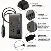 olcso Autós töltő-200w autós inverter dc 12v-110v ac autó inverter 3 usb 1 Type-c port töltő adapter autós dugós átalakító be/ki kapcsolóval és áram LED képernyővel személyautókhoz és teherautókhoz