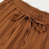 baratos Feriado-Homens Calças de linho Calças Calça verão Calças de praia Com Cordão Cintura elástica Perna reta Tecido Conforto Respirável Comprimento total Diário Feriado Praia Férias Moda Preto Branco