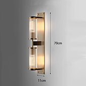 economico Luci da parete-applique da parete con paralume in cristallo moderno a doppia testa lampada da parete in metallo a led specchio da bagno illuminazione frontale lampada da parete per soggiorno corridoio hotel e