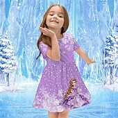 Girls' 3D Graphic Cartoon Dress Short Sleeve Summer Spring Vacation Daily Holiday Princess Beautiful Sweet Kids 4-12 Years Casual Dress A Line Dress Knee-length Regular Fit4