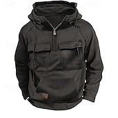 economico Felpa Tattica-Per uomo Felpa con cappuccio Felpa con cappuccio e cerniera a un quarto Felpa con cappuccio tattica Nero Verde militare Blu Cachi Grigio scuro Con cappuccio Liscio Tasche Sportivo Giornaliero Per