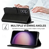 お買い得  サムスン用ケース-Samsung Galaxy S24 S24 Ultra Plus S24 FE S23 S22 S21 S20 Ultra Plus FE S25 Ultra用のスタンドホルダー、マグネットカードスロット、レトロTPU PUレザーのフリップカバー