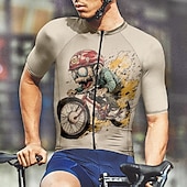 billiga Tröjor för män-Herr Cykeltröja Grafisk Kortärmad Cykel T-shirt Tröja med 3 bakfickor Bergscykling Snabb tork Anatomisk design Uppsugande Andningsfunktion sporter Svart Kaki Kläder