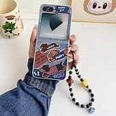 cheap Samsung Cases-Phone Case For Samsung Galaxy Z Flip 7 Z Flip 6 Z Flip 5 Z Flip 4 Z Flip 3 Back Cover with Wrist Strap Shockproof Retro Oxford Cloth PC