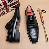 baratos Formal-sapatos oxford masculinos de couro sintético genuíno com bico fino – design brogue clássico, estilo formal, ideal para negócios, casamentos e ocasiões especiais