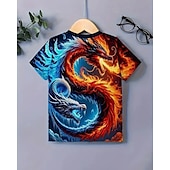 billiga Pojkens 3D-djur-Pojkar 3D Grafisk Drake T-shirt Kortärmad Sommar Vår Mode Grundläggande Barn 4-12 år Rund hals Utomhus Ledigt Dagligen Normal