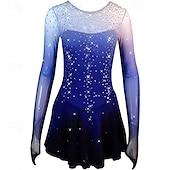 preiswerte Eiskunstlaufkleider-Eiskunstlaufkleid Damen Mädchen Eislaufen Kleid Purpur Daumenloch Asymmetrischer Saum Netzstoff Hohe Elastizität Training Wettbewerb Eiskunstlaufkleidung Klassisch Kristall / Strass Langarm Eislaufen