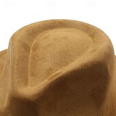 abordables Chapeaux homme-Homme Chapeau de soleil Chapeau de cowboy Chapeau Fedora Trilby Noir Chameau Laineux Le style rétro Mode 18ème siècle État du Texas du quotidien Le thème de la fête Couleur unie / unie Ecran Solaire