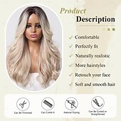 economico Parrucche trendy sintetiche-parrucche lunghe ondulate per donne parrucche miste parrucca parte centrale parrucca naturale per uso quotidiano