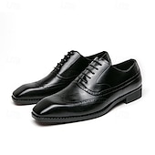 baratos Formal-sapatos oxford masculinos de couro sintético genuíno com bico fino – design brogue clássico, estilo formal, ideal para negócios, casamentos e ocasiões especiais