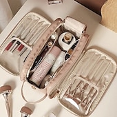economico Portagioie e porta trucchi-Borsa cosmetica da viaggio di grande capacità, organizer per il trucco multifunzionale con portapennelli, borsa portaoggetti portatile per articoli da toeletta per donna
