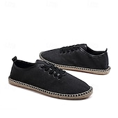 economico Sneakers da uomo-scarpe espadrillas da uomo in tela beige con lacci e suola in corda di juta – comode calzature estive casual