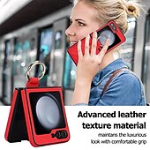 お買い得  サムスン用ケース-電話 ケース 用途 サムスンのギャラクシー Zフリップ6 Z Flip 5 Z Flip 4 Z Flip 3 バックカバー リングバックル 耐衝撃 レトロ風 TPU PUレザー