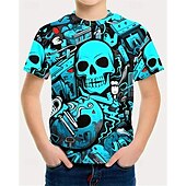 voordelige Jongens 3D Visie &amp; Geometrie-Jongens 3D Grafisch Doodskoppen T-shirt Korte mouw Zomer Lente Modieus Basic Kinderen 4-12 jaar Strakke ronde hals Buiten Casual Dagelijks Normale pasvorm