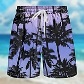 baratos Plantas e Flores Tropicais-Homens Coqueiro Cor gradiente Calção Justo de Natação Shorts de Natação Bermuda de Surf Cintura Média Roupa de rua Havaiana Casual Diário Feriado Bolsos Com Cordão Cintura elástica Designer Roupa