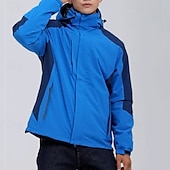 abordables Softshell, polares y chaquetas de montaña-Hombre Chaqueta Softshell Chaqueta para senderismo Invierno Al aire libre Bloque de color Resistente al Viento Resistente al Agua Chaquetas 3-en-1 Chaquetas de Lana Chaqueta cortavientos Viaje Negro