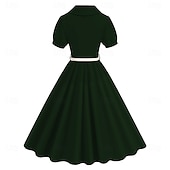 cheap Dresses-Retro Vintage 1950s Cocktail Dress Dress Flare Dress Solid Color Fancy Dress Women&#039;s Masquerade Event / Party Bachelorette Party Festival Adults&#039; Dress Homecoming Dresses